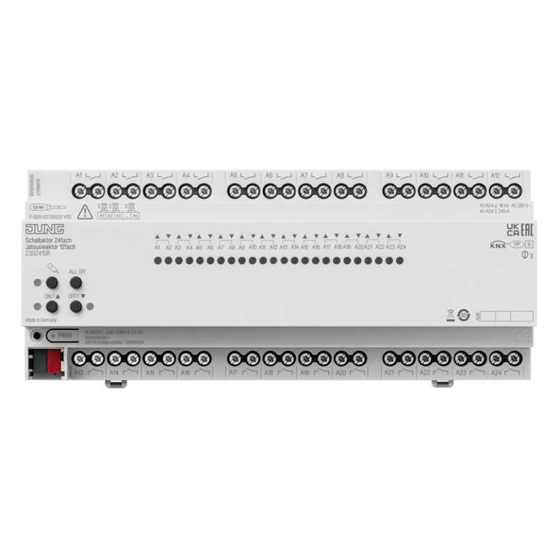 Actuator KNX de 24 de canale 16A si cu actionare manuală, actuator de jaluzele KNX de 12canale , JUNG 230241SR