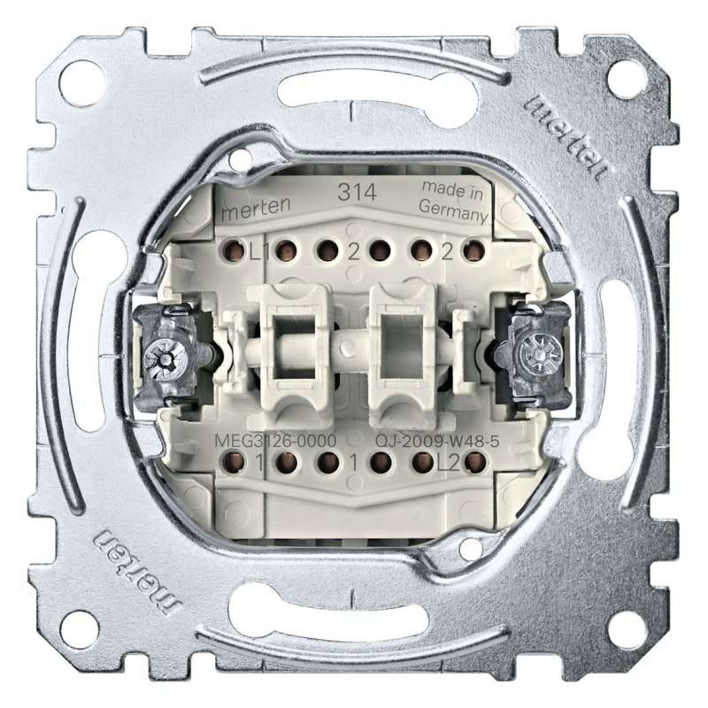 Întrerupător dublu cap scară Merten MEG3126-0000 , 10A 250V sub tencuială