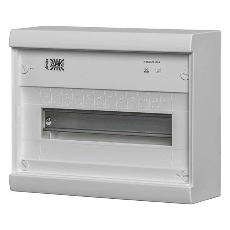 Tablou aparent 12 module ,ABN A12A , IP30 DIN43870 cu cleme QK