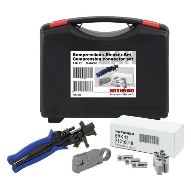 Set conectori cu mufe coaxial cu cleste de compresie si dezizolare coaxial Kathrein ZAH 12