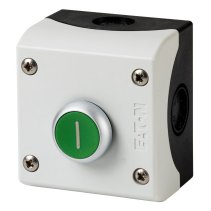 Carcasă  cu buto RMQ titan, 1 NC, 1 NO, verde, etichetat, inel frontal din titan