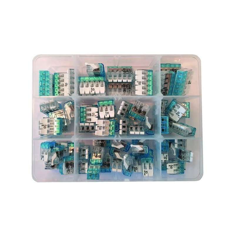 Set Cleme de legătură rapida joncțiune cu pârghie pentru conductori de la 0,2 - 4 mm2