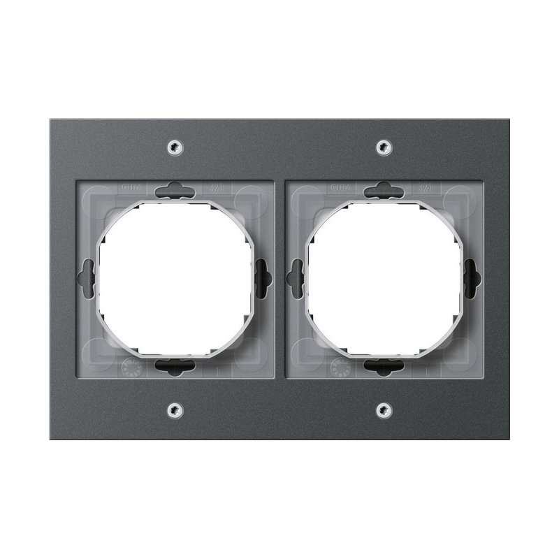 Ramă Gira 021267 dublă seria TX 44 antracit , IP44 pentru prize si aparataj exterior incasabil