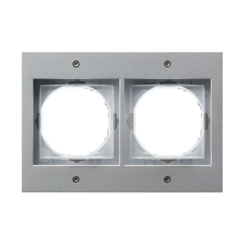 Ramă Gira 021265 dublă seria TX 44 din aluminiu, IP44 pentru prize si aparataj exterior incasabil
