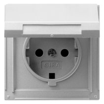 Priză schuko de exterior încastrată IP44 aluminiu cu capac Gira 045465 seria TX44 16A 230V