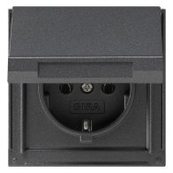 Priză schuko de exterior încastrată IP44 antracit cu capac Gira 045467 seria TX44 16A 230V