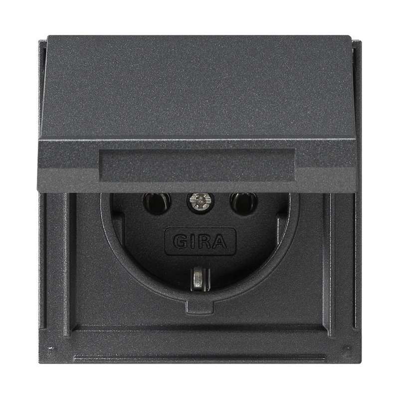 Priză schuko de exterior încastrată IP44 antracit cu capac Gira 045467 seria TX44 16A 230V