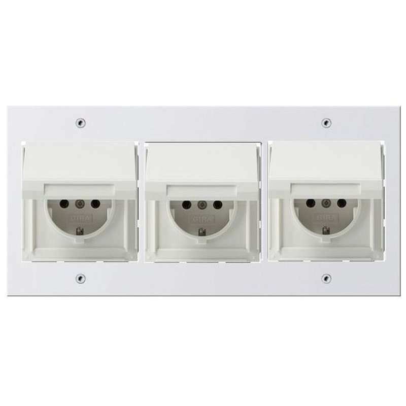 Prize 3x schuko de exterior încastrate completă IP44 alb pur cu capac Gira TX44 16A 230V