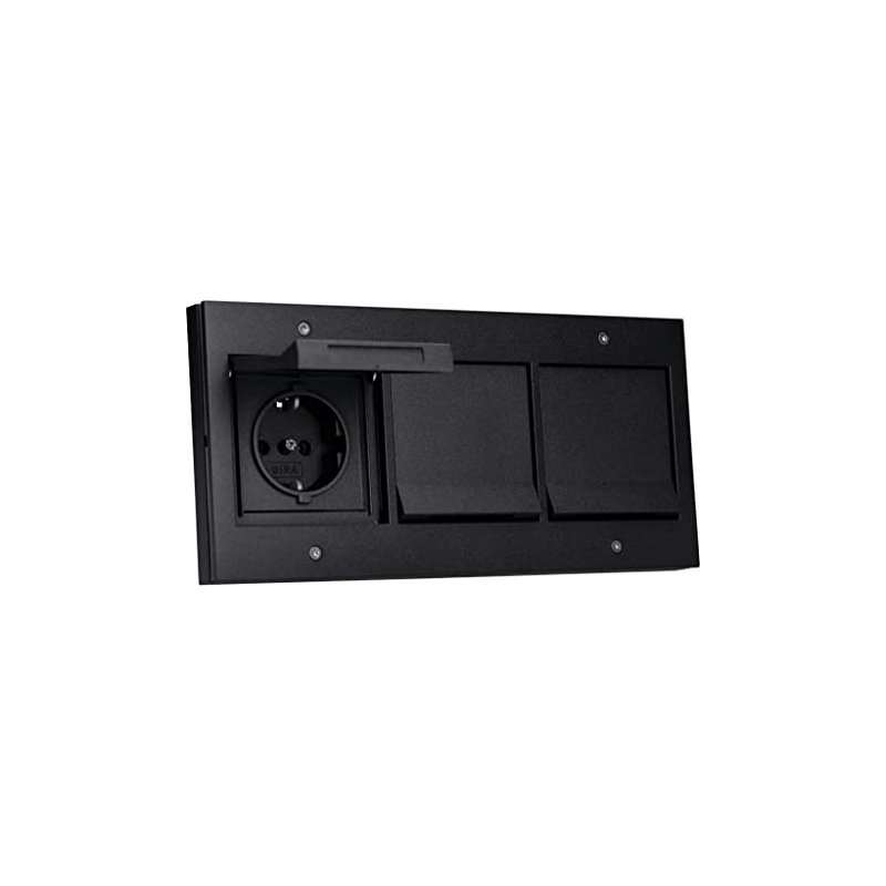Prize 3x schuko de exterior încastrate completă IP44 antracit cu capac Gira TX44 16A 230V