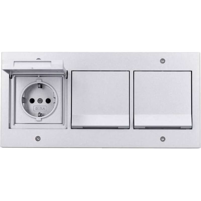 Prize 3x schuko de exterior încastrate completă IP44 aluminiu cu capac Gira TX44 16A 230V