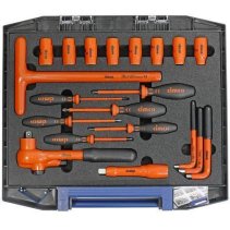 Set de chei tubulare cu clichet si șurubelnițe pentru electricieni izolate 1000V VDE, 20 de piese , CIMCO 115288
