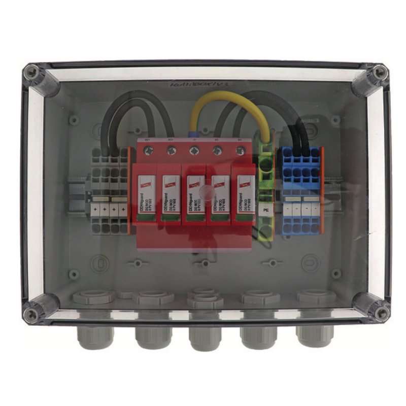 Cofret protectie la supratensiune fotovoltaice 2 MPPT 1100V DC cu descărcator DEHN  tip 2 , IP65 IK08