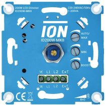 Variator rotativ pentru orice lampă LED , 200W 230V fără conductor N ,