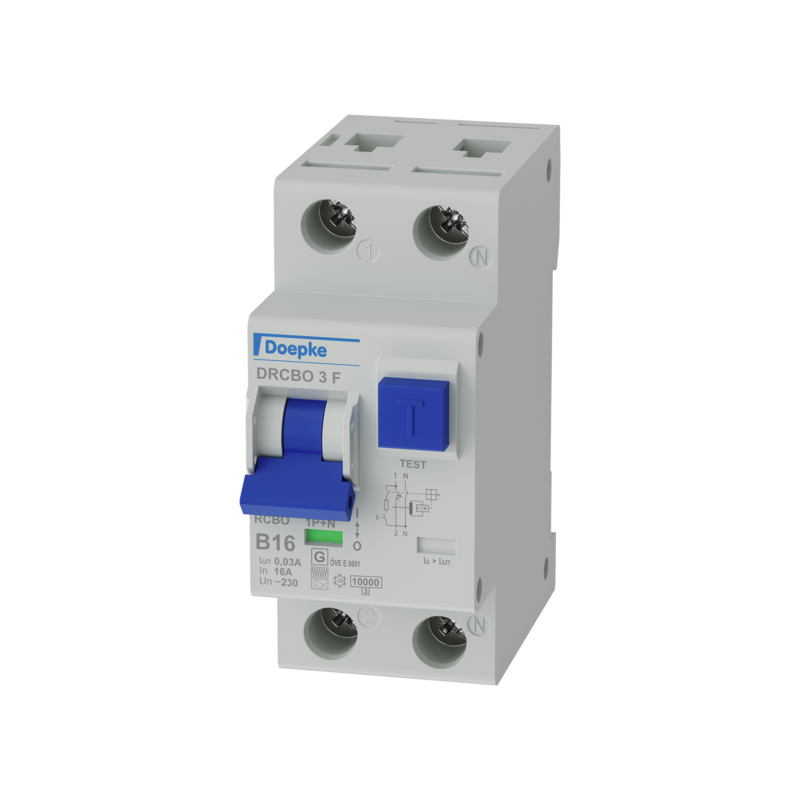 Intreruptor diferențial RCBO tip F sensibil la frecvențe mixte , B 16A  10kA, 30mA , Dopeke 09932102