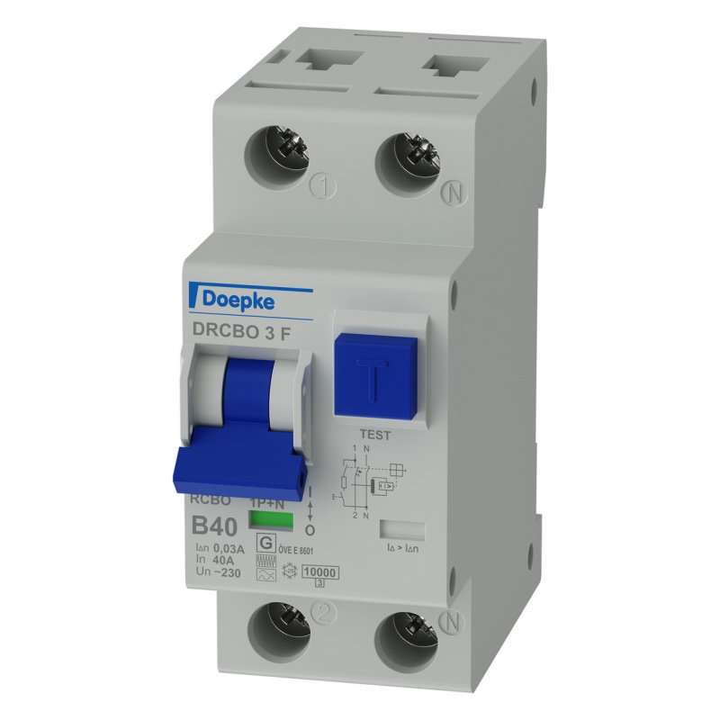 Intreruptor diferențial RCBO tip F sensibil la frecvențe mixte , B 40A  10kA, 30mA , Dopeke 09932102