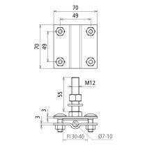 Clemă pentru puncte fixe de împământare platbandă 40mm OL/ZN, DEHN 478141