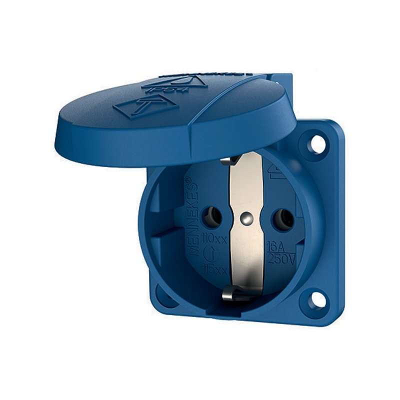 Priza incorporata SCHUKO 16A 230V albastra cu capac rabatabil