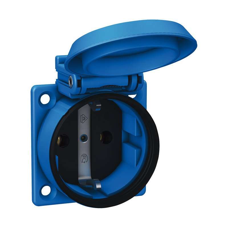 Priză EB-SCHUKO 2 poli + PE culoare  albastra 250V IP54