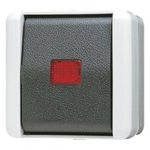 Intrerupator universal cap scara cu carcasa aparenta si indicator luminos IP44  WG800 , Jung 806KOW