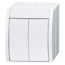 Intrerupator universal dublu in carcasa alba IP44 ABB , Busch-Jaeger Ocean  2601/5W-54