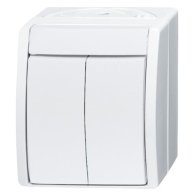 Intrerupator universal dublu in carcasa alba IP44 ABB , Busch-Jaeger Ocean  2601/5W-54