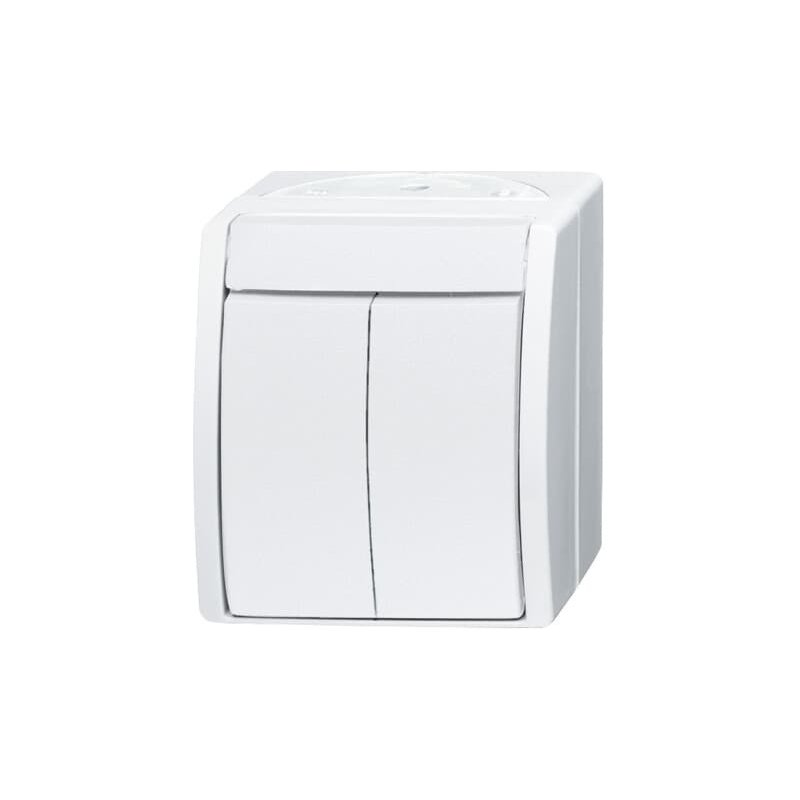 Intrerupator universal dublu in carcasa alba IP44 ABB , Busch-Jaeger Ocean  2601/5W-54