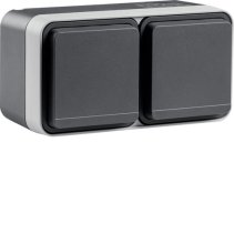 Priză contact de protecție pin dublu vertical .,protecție suplimentara și capac , 4 Einf. AP W.1 gri ,Berker 6768823515