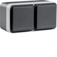 Priză contact de protecție pin dublu vertical .,protecție suplimentara și capac , 4 Einf. AP W.1 gri ,Berker 6768823515