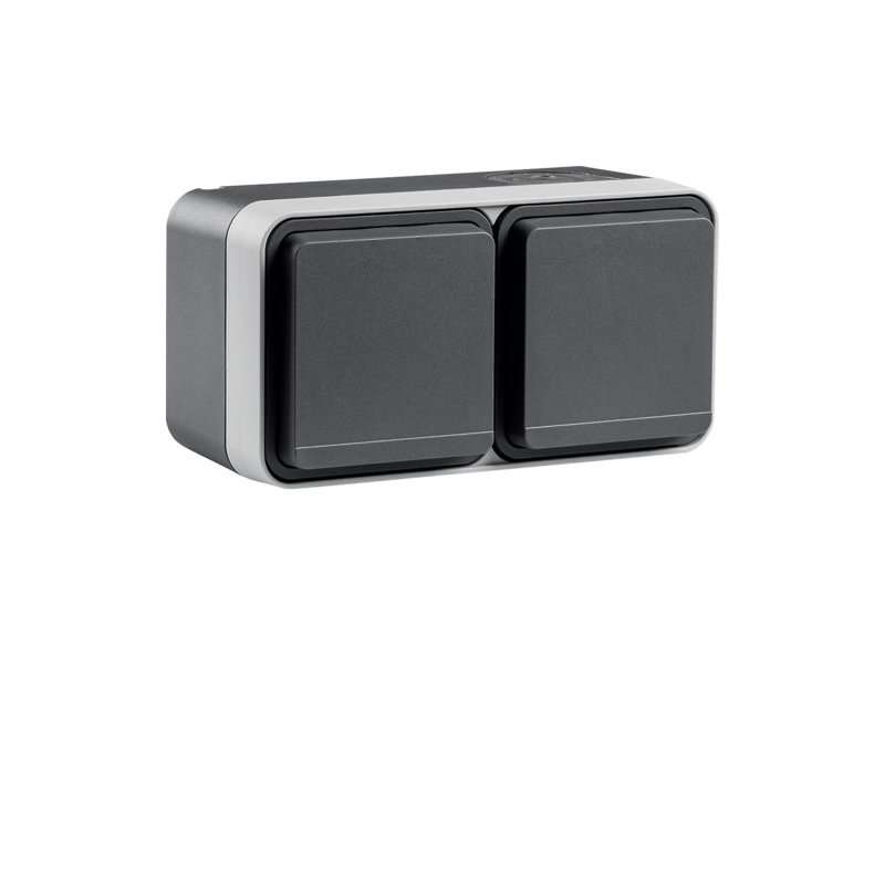 Priză contact de protecție pin dublu vertical .,protecție suplimentara și capac , 4 Einf. AP W.1 gri ,Berker 6768823515