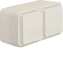 Priză contact de protecție pin dublu vertical .,protecție suplimentara , capac ,2 Einf. AP W.1 alb polar ,Berker 6768823522