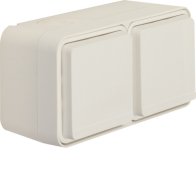 Priză contact de protecție pin dublu vertical .,protecție suplimentara , capac ,2 Einf. AP W.1 alb polar ,Berker 6768823522