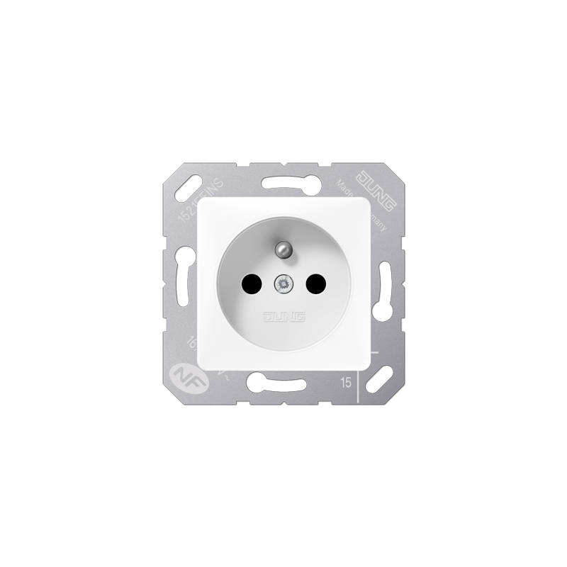 Jung 5121FBFKIWW ,Priză, sis francez / belgian, pin de pământ cu 2 poli , 16 A / 250 V ~, cu protecție îmb.