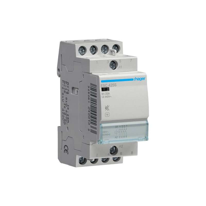Contactor Hager 4NO  4-polig  25A IP20 AC/DC fara zgomot