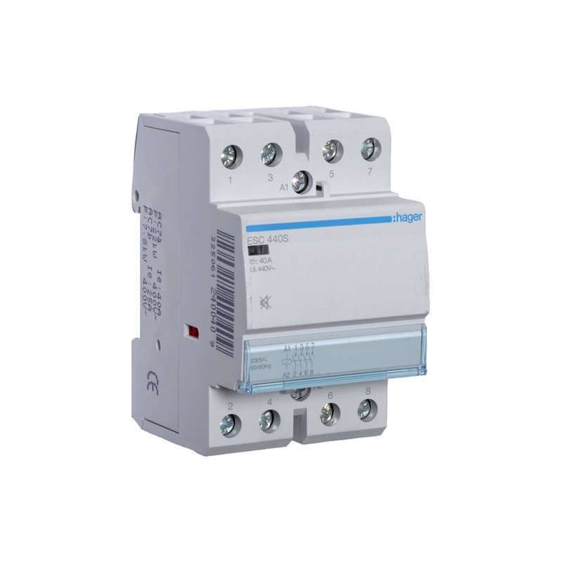Contactor Hager 4NO  4-polig  40A IP20 AC/DC fara zgomot