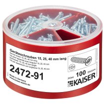 Kaiser 2472-91 Cutie cu șuruburi PlusMinus,100 bucăți fiecare Ø 3,2 x 15/25/40 mm