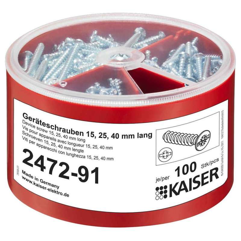 Kaiser 2472-91 Cutie cu șuruburi PlusMinus,100 bucăți fiecare Ø 3,2 x 15/25/40 mm