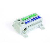 Borna conexiuni multiple EGUtec  fișă albastru / verde   2x1x25mm2 + 7x4mm2