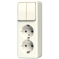 Jung 625A ,Priză montaj aparent dublă Schuko® +dublă Comutator