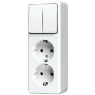 Jung 625AWW ,Priză montaj aparent dublă Schuko® +dublă Comutator