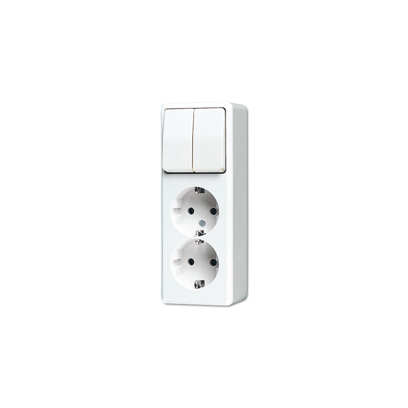Jung 625AWW ,Priză montaj aparent dublă Schuko® +dublă Comutator