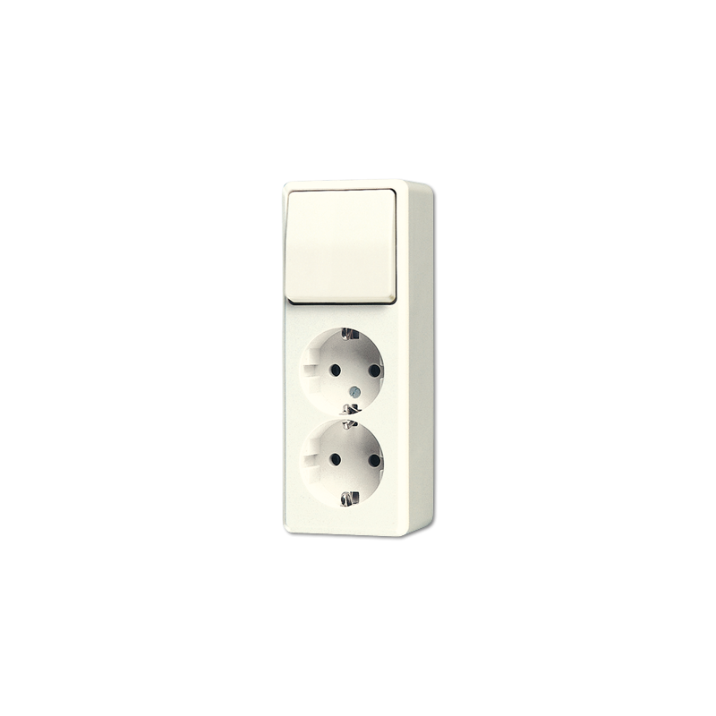Jung 626A ,Priză montaj aparent dublă schuko® + comutator de 1-bang