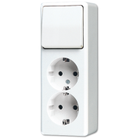 Jung 626AWW ,Priză montaj aparent dublă schuko® + comutator de 1-bang