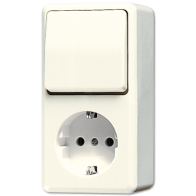 Jung 676A ,Schuko® Priză montaj aparent 16 A/250 V ~ cu întrerupător cap scara  10 AX/250 V ~