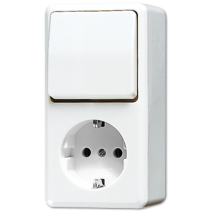 Jung 676AWW ,Schuko® Priză maparent montaj aparent 16 A/250 V ~ cu întrerupător cap scara  10 AX/250 V ~