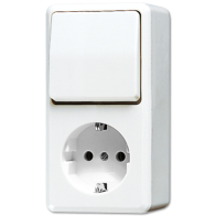 Jung 676AWW ,Schuko® Priză maparent montaj aparent 16 A/250 V ~ cu întrerupător cap scara  10 AX/250 V ~