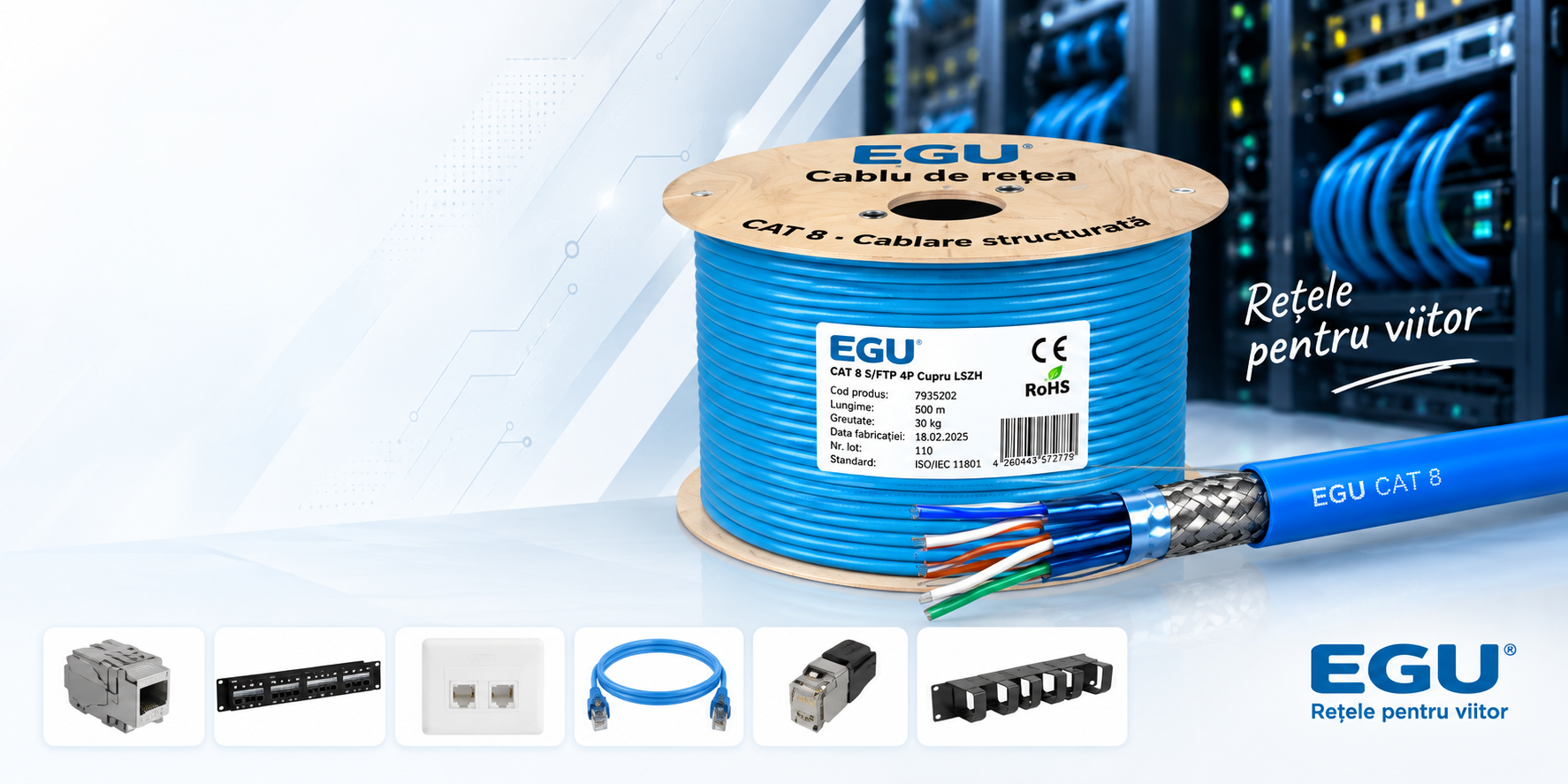 CAT 8 S/FTP – 2000 MHz – 40 Gbit/s